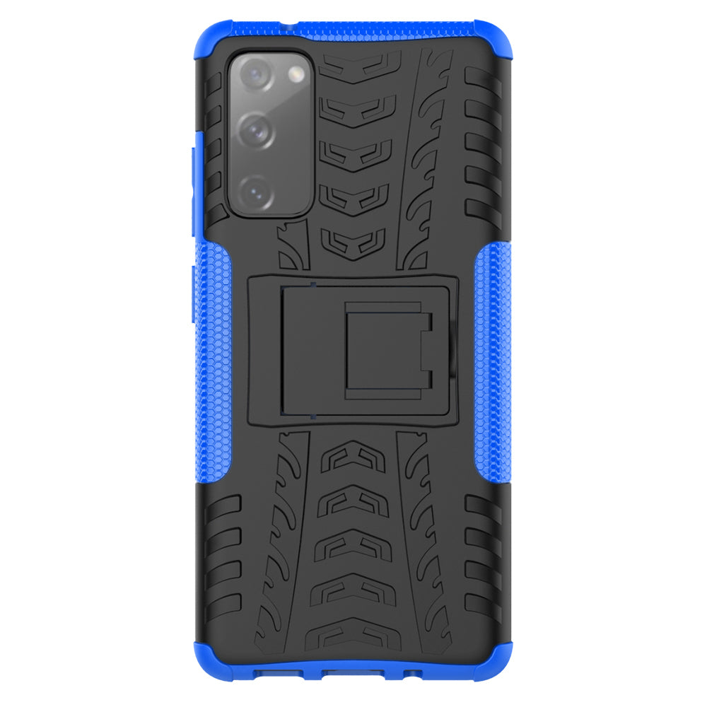 Cool Tyre PC + TPU Protection Shell with Kickstand for Samsung Galaxy S20 FE 5G/S20 Fan Edition 5G - Blue