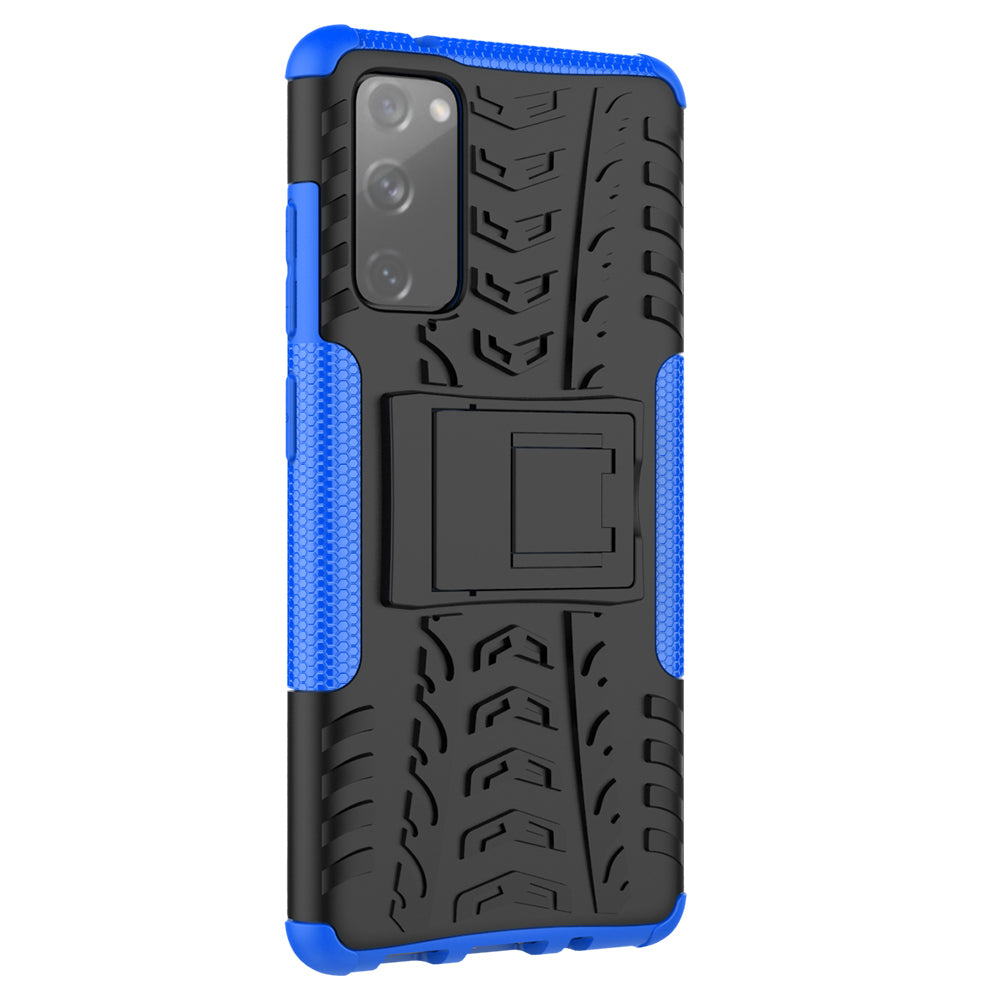 Cool Tyre PC + TPU Protection Shell with Kickstand for Samsung Galaxy S20 FE 5G/S20 Fan Edition 5G - Blue