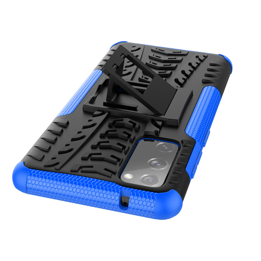 Cool Tyre PC + TPU Protection Shell with Kickstand for Samsung Galaxy S20 FE 5G/S20 Fan Edition 5G - Blue