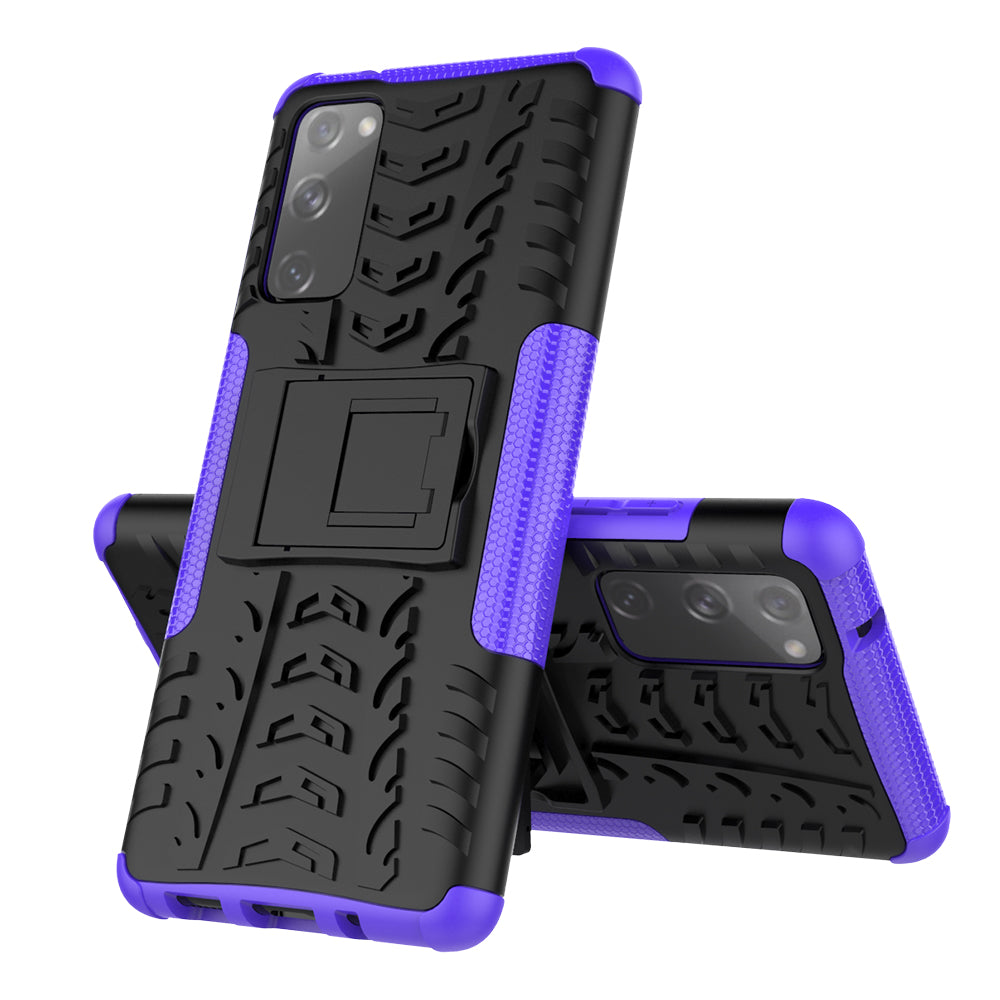 Cool Tyre PC + TPU Protection Shell with Kickstand for Samsung Galaxy S20 FE 5G/S20 Fan Edition 5G - Purple