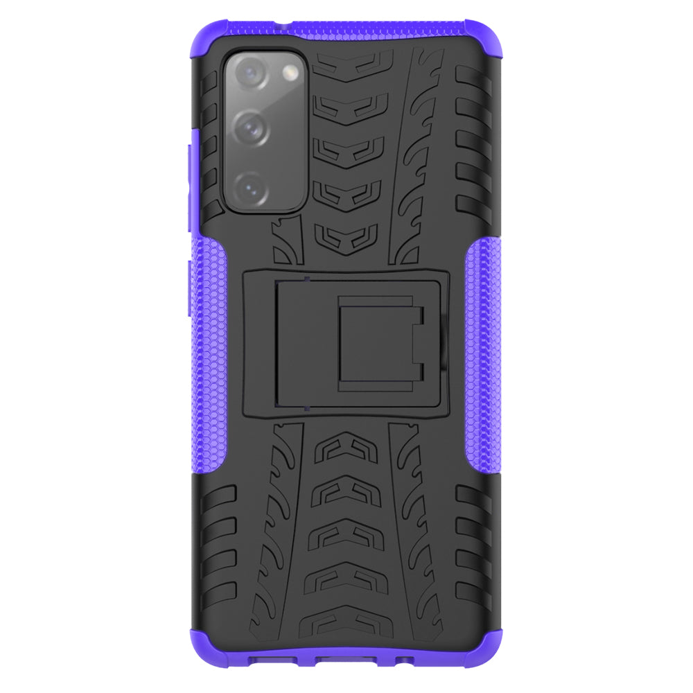 Cool Tyre PC + TPU Protection Shell with Kickstand for Samsung Galaxy S20 FE 5G/S20 Fan Edition 5G - Purple