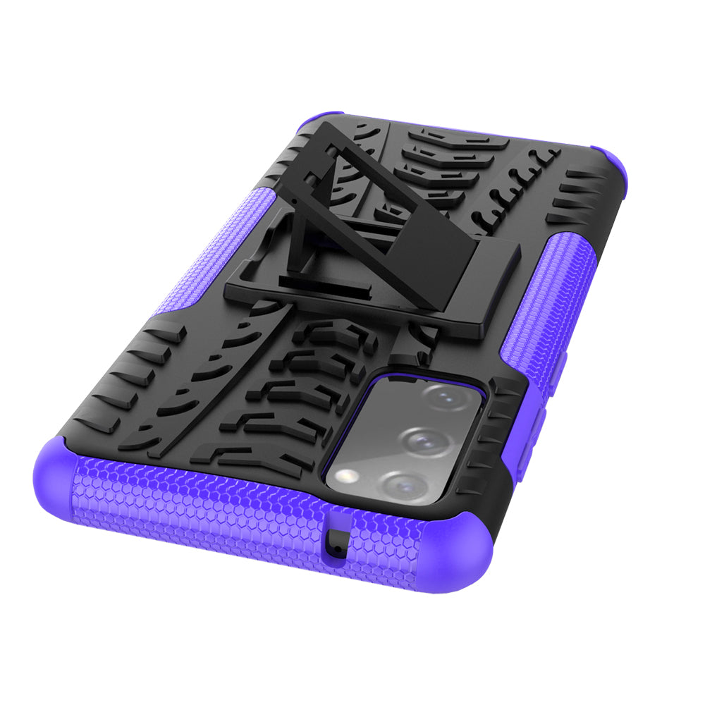 Cool Tyre PC + TPU Protection Shell with Kickstand for Samsung Galaxy S20 FE 5G/S20 Fan Edition 5G - Purple