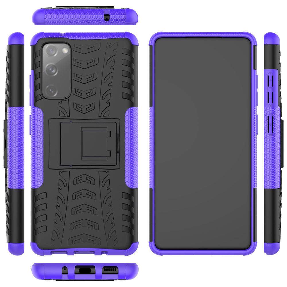 Cool Tyre PC + TPU Protection Shell with Kickstand for Samsung Galaxy S20 FE 5G/S20 Fan Edition 5G - Purple