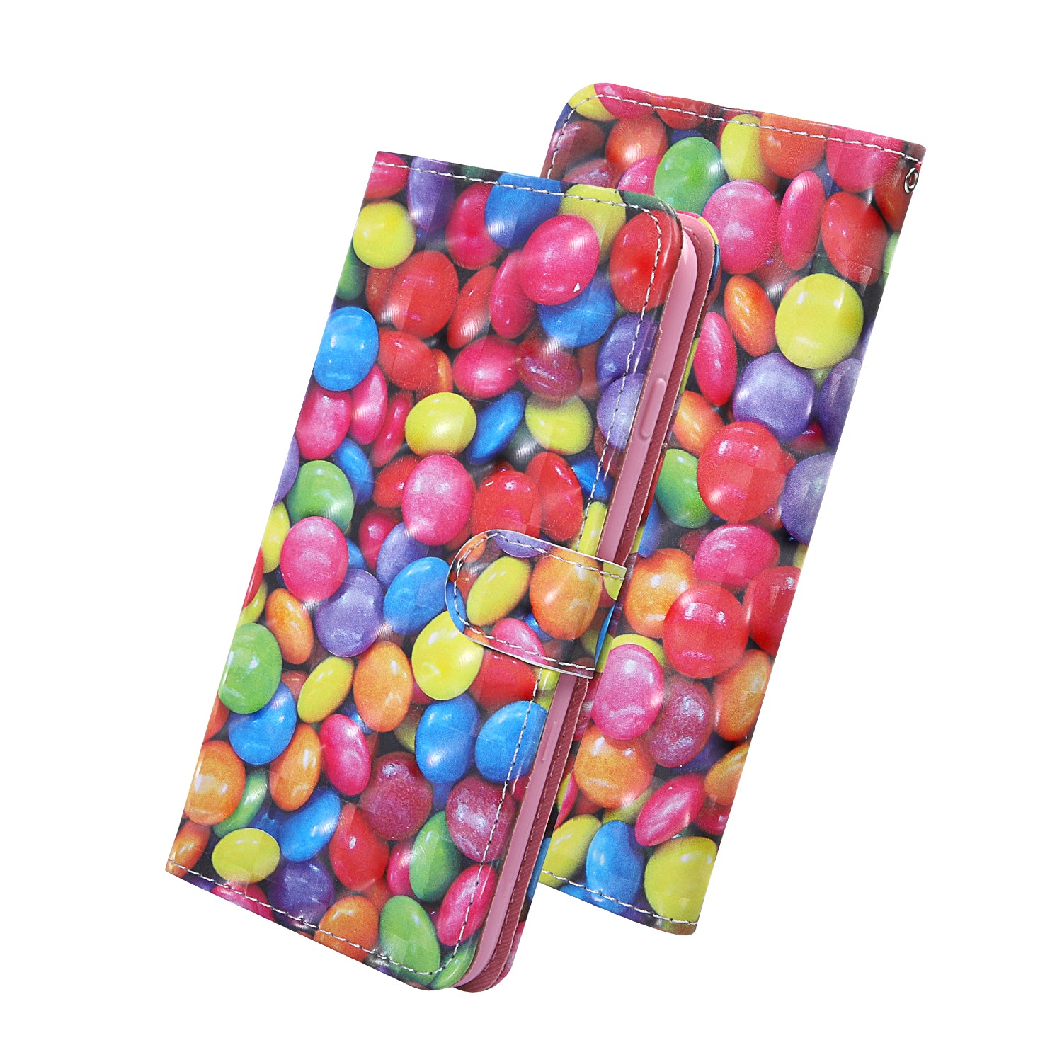 Light Spot Decor Pattern Printing Wallet Stand Leather Shell with Strap for Samsung Galaxy S20 FE 4G/FE 5G/S20 Lite/S20 FE 2022 - Candy