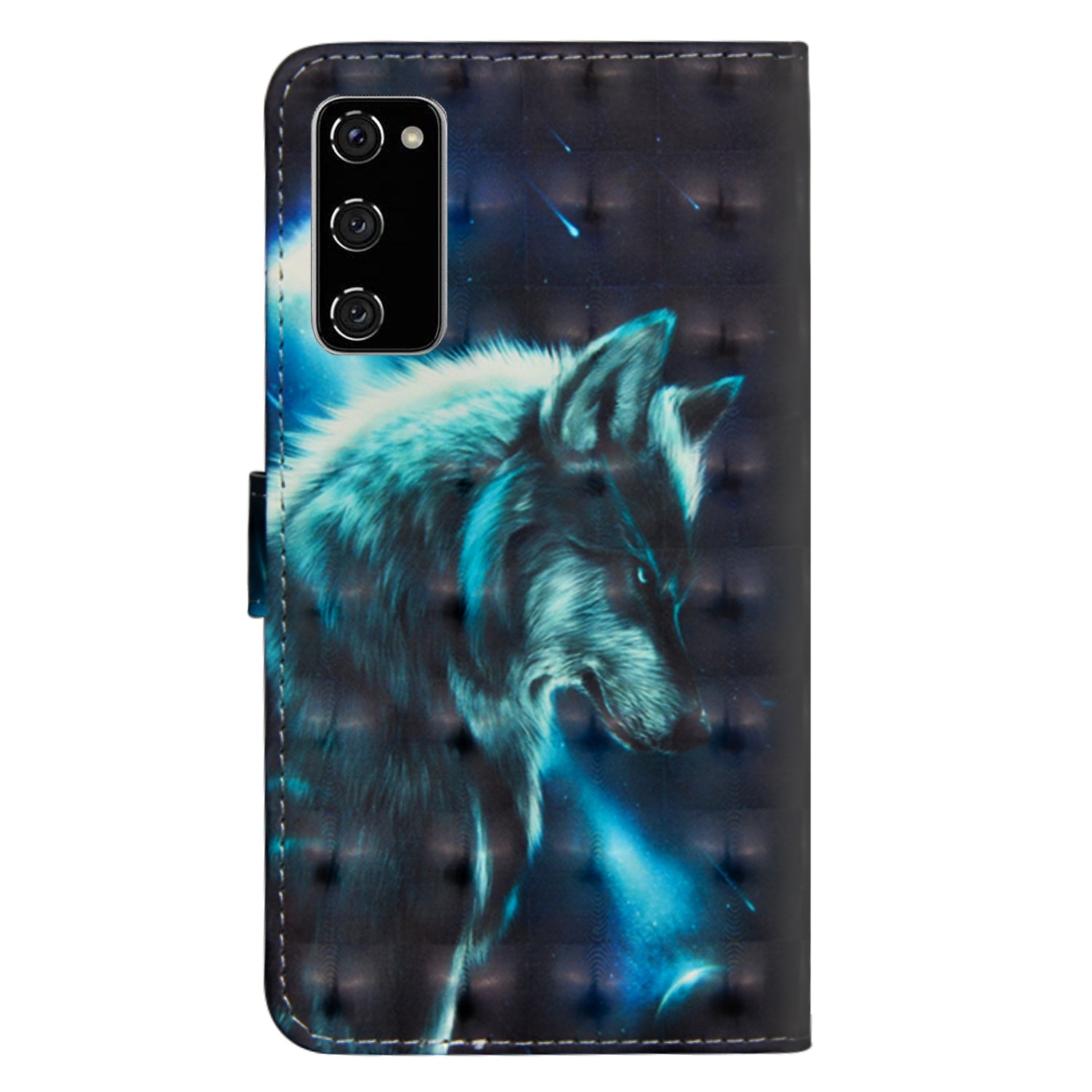 Light Spot Decor Pattern Printing Wallet Stand Leather Shell with Strap for Samsung Galaxy S20 FE 4G/FE 5G/S20 Lite/S20 FE 2022 - Wolf