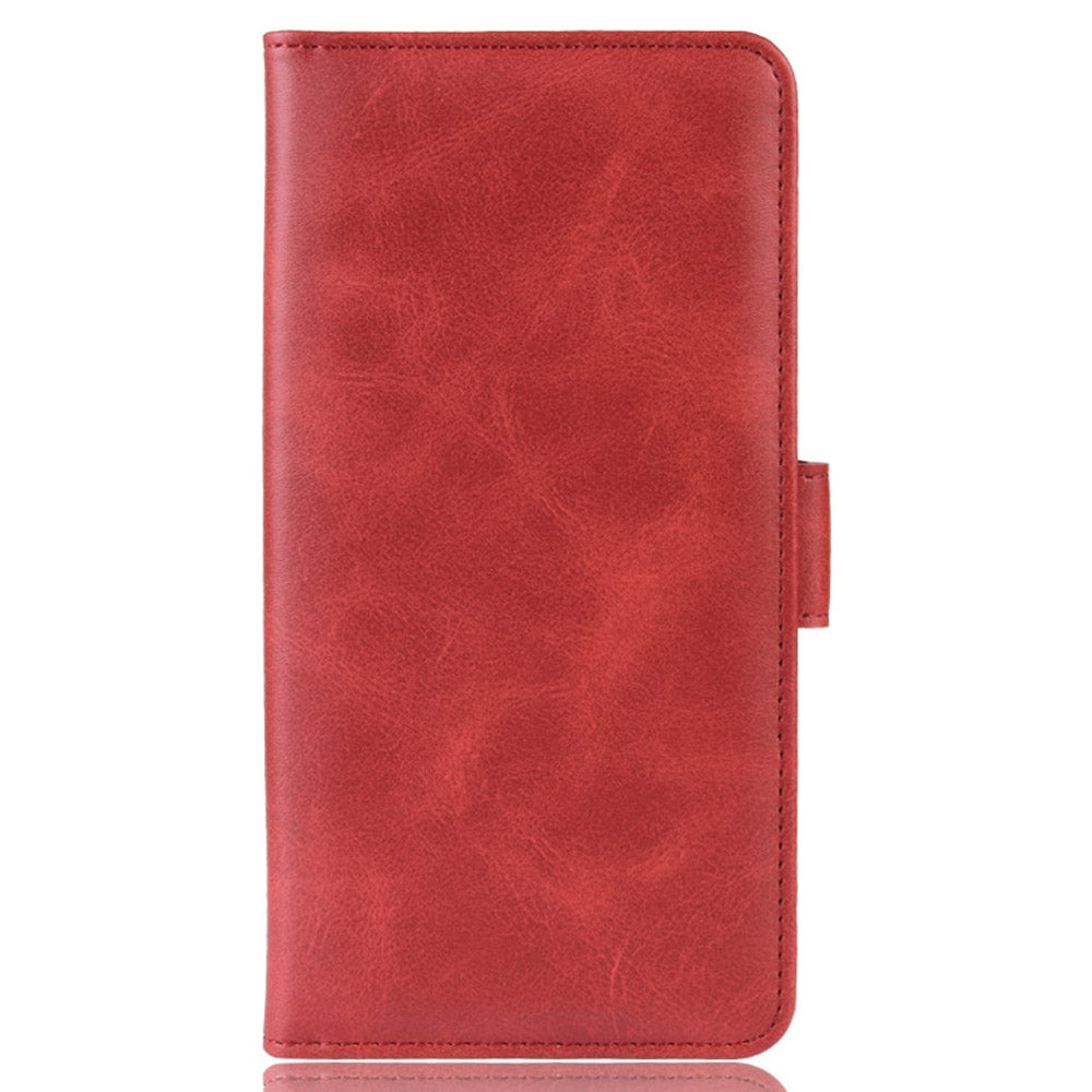 Double Clasp Flip Leather Shell for Samsung Galaxy S20 FE 4G/FE 5G/S20 Lite/S20 FE 2022 with Wallet Stand Design - Red