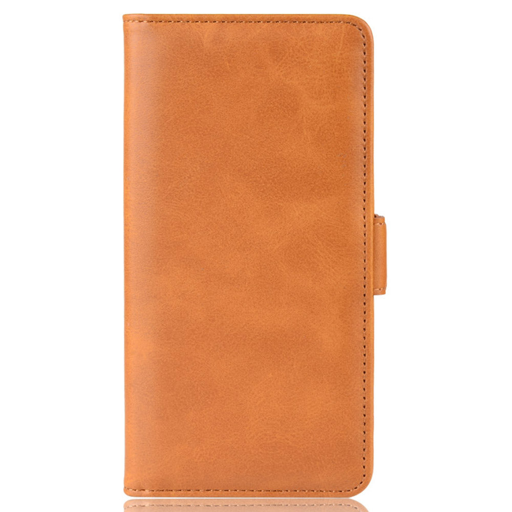 Double Clasp Flip Leather Shell for Samsung Galaxy S20 FE 4G/FE 5G/S20 Lite/S20 FE 2022 with Wallet Stand Design - Brown