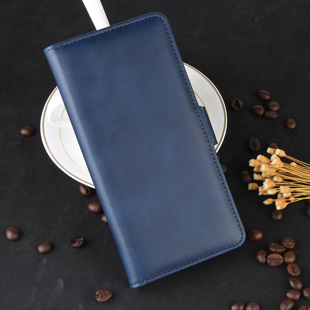 Double Clasp Flip Leather Shell for Samsung Galaxy S20 FE 4G/FE 5G/S20 Lite/S20 FE 2022 with Wallet Stand Design - Blue