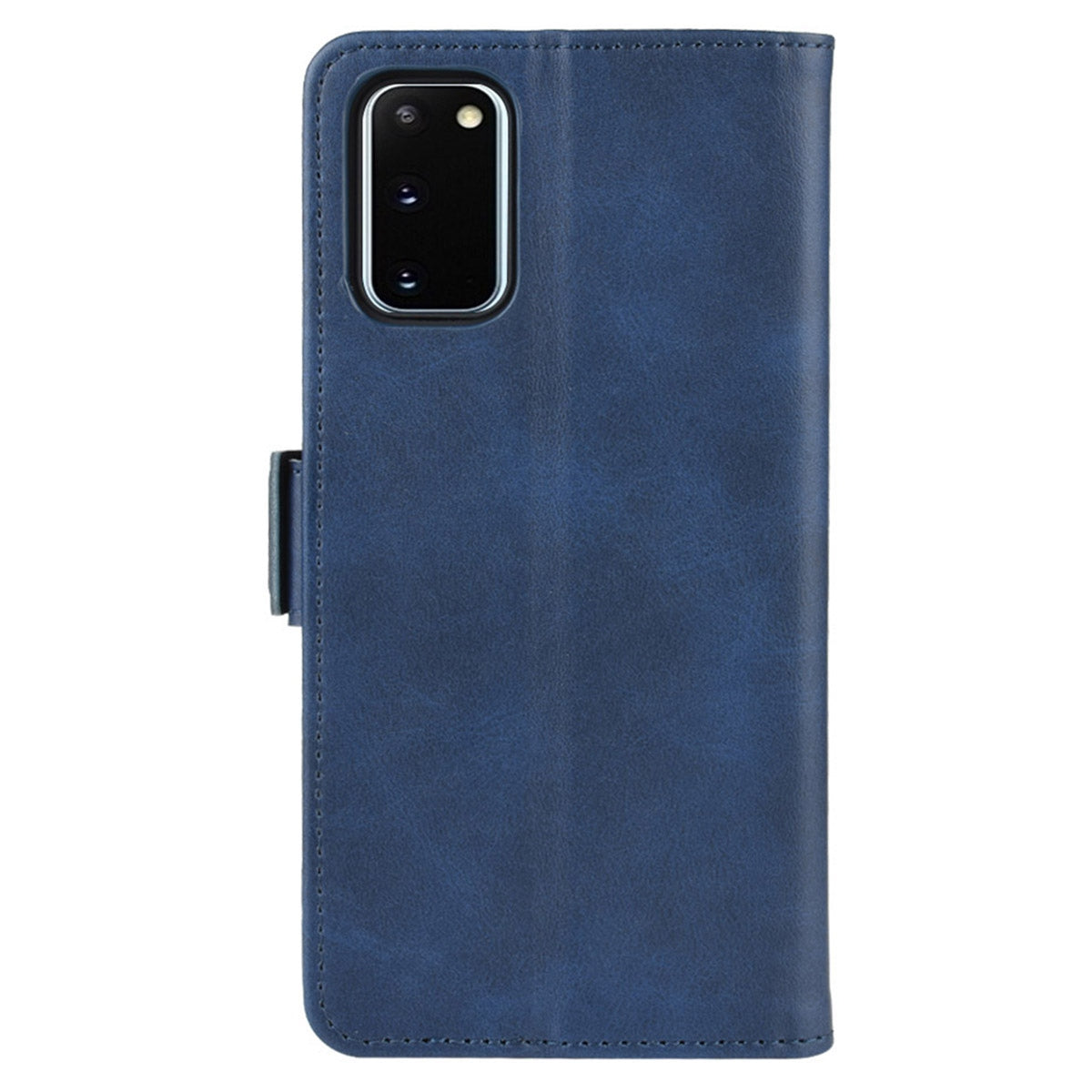 Double Clasp Flip Leather Shell for Samsung Galaxy S20 FE 4G/FE 5G/S20 Lite/S20 FE 2022 with Wallet Stand Design - Blue