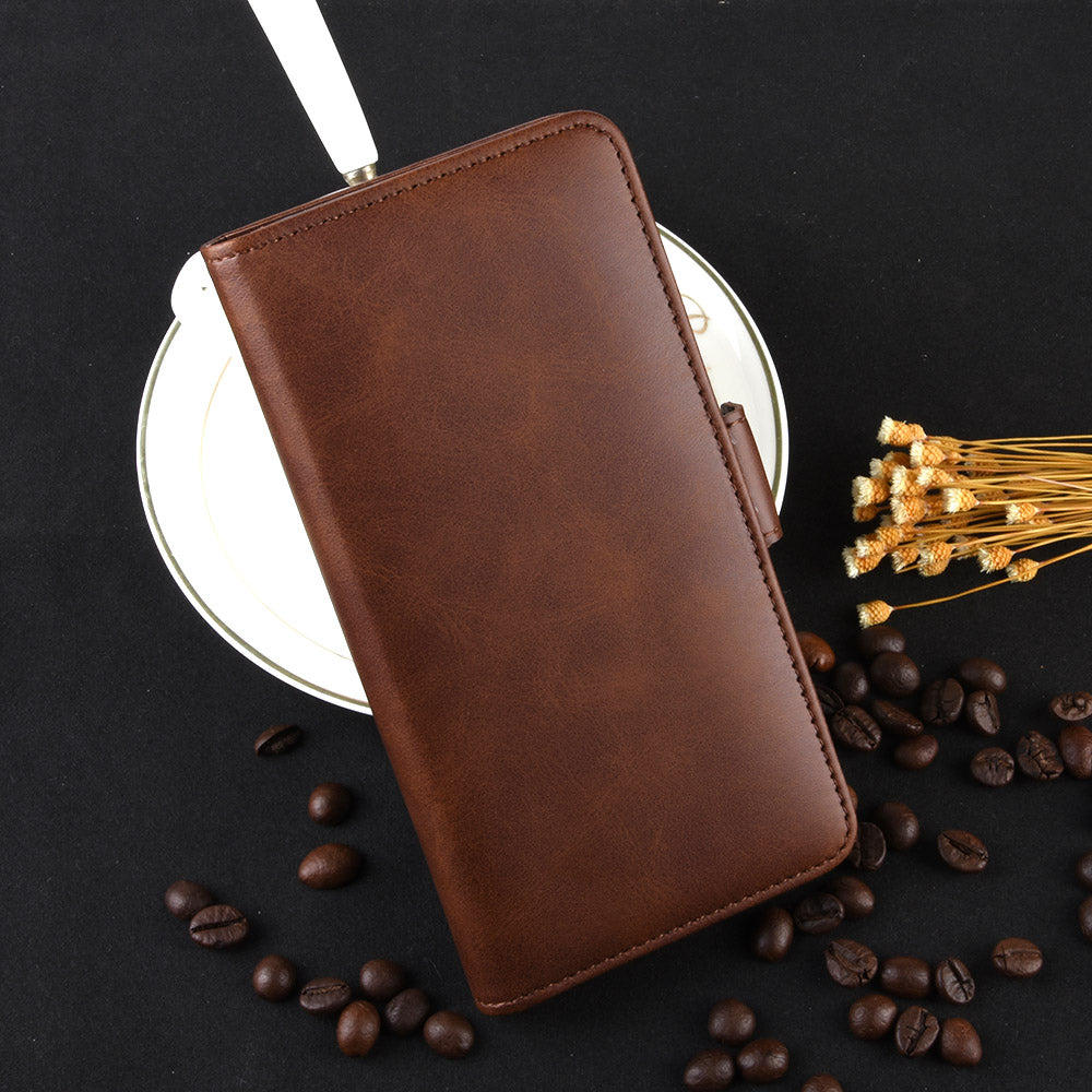 Double Clasp Flip Leather Shell for Samsung Galaxy S20 FE 4G/FE 5G/S20 Lite/S20 FE 2022 with Wallet Stand Design - Coffee