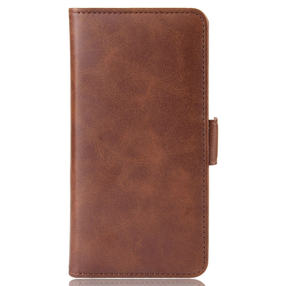 Double Clasp Flip Leather Shell for Samsung Galaxy S20 FE 4G/FE 5G/S20 Lite/S20 FE 2022 with Wallet Stand Design - Coffee