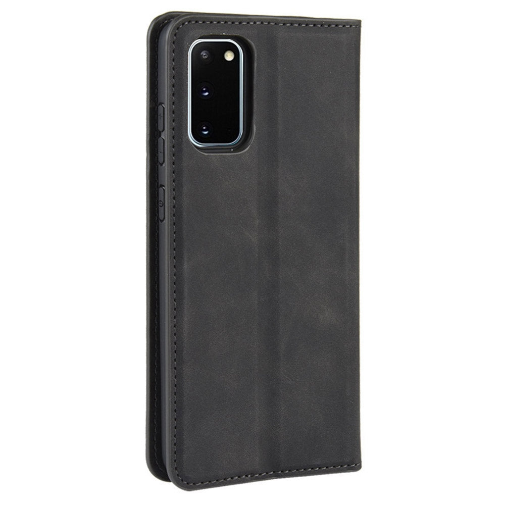 Silky Touch Leather Shell Case for Samsung Galaxy S20 FE 4G/FE 5G/S20 Lite/S20 FE 2022 - Black