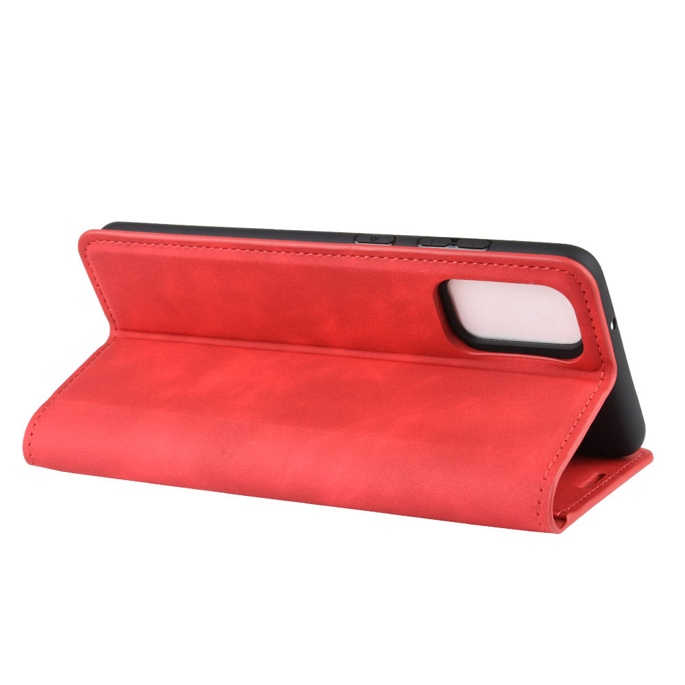 Silky Touch Leather Shell Case for Samsung Galaxy S20 FE 4G/FE 5G/S20 Lite/S20 FE 2022 - Red