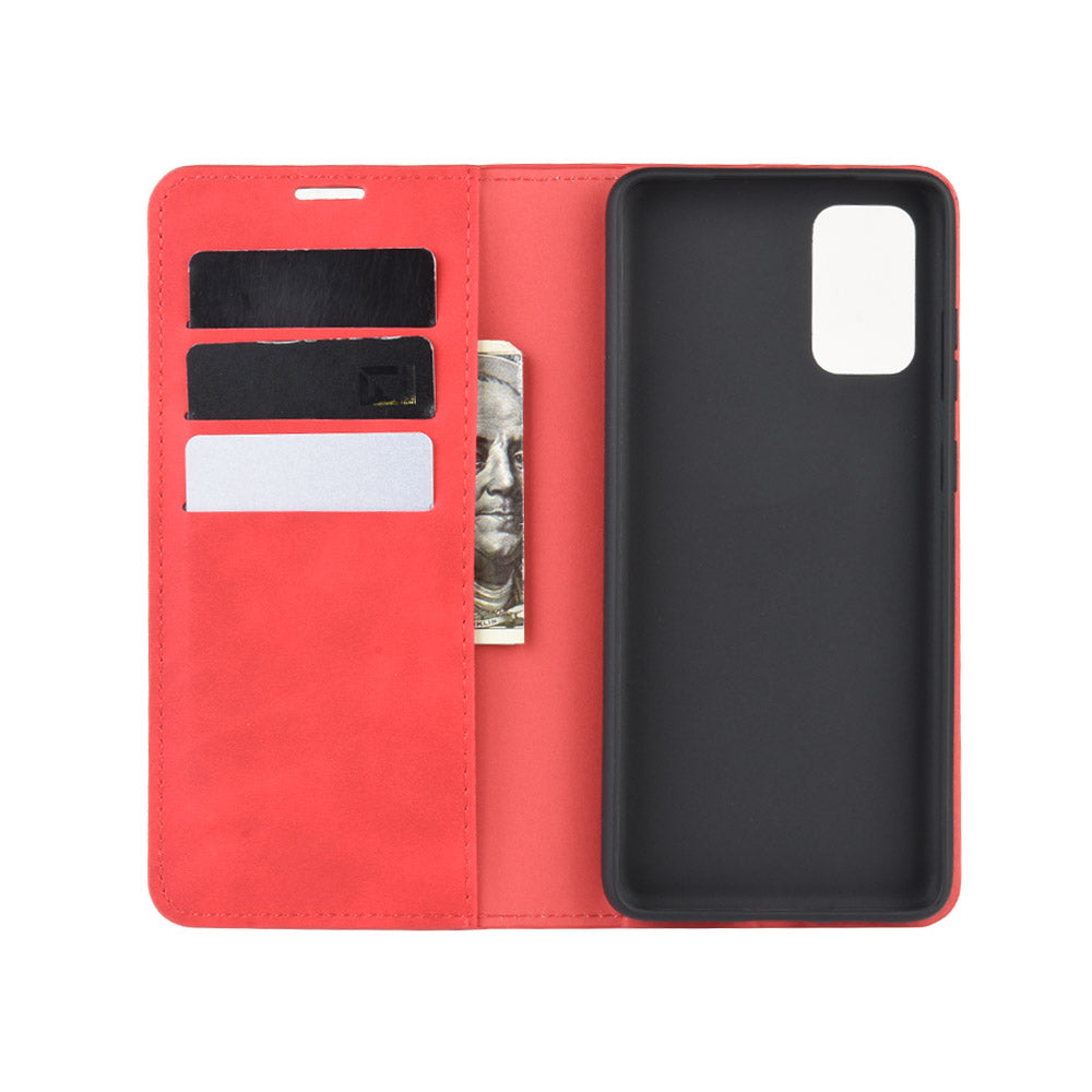 Silky Touch Leather Shell Case for Samsung Galaxy S20 FE 4G/FE 5G/S20 Lite/S20 FE 2022 - Red