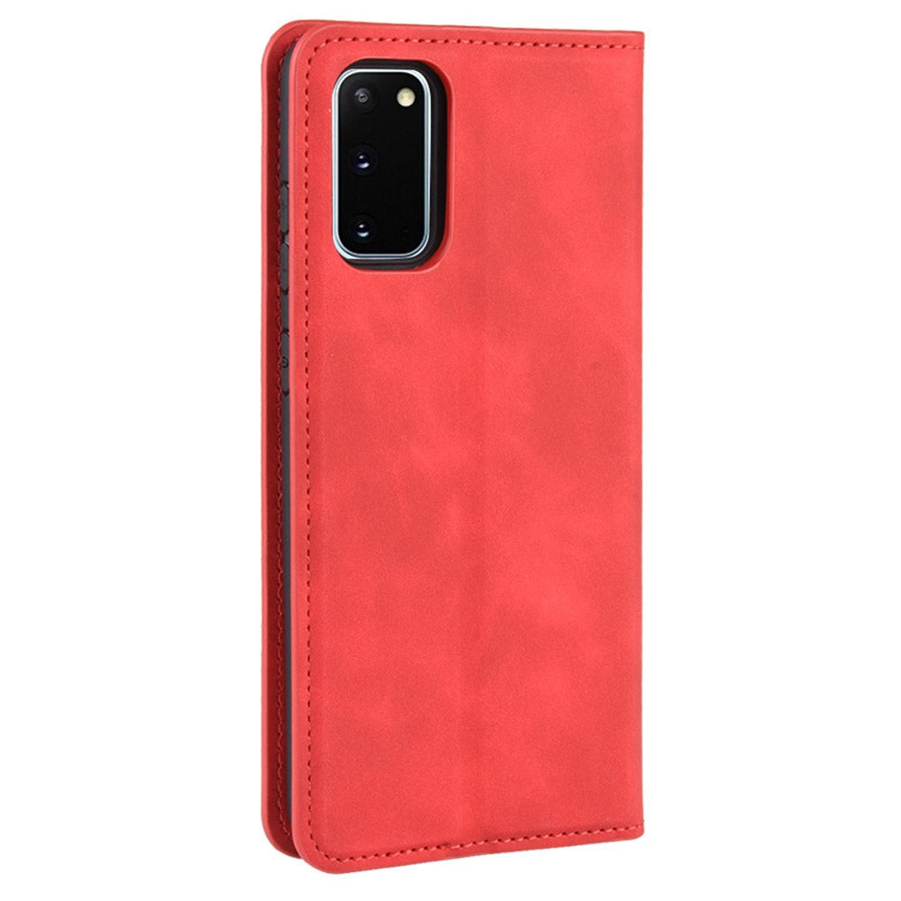 Silky Touch Leather Shell Case for Samsung Galaxy S20 FE 4G/FE 5G/S20 Lite/S20 FE 2022 - Red