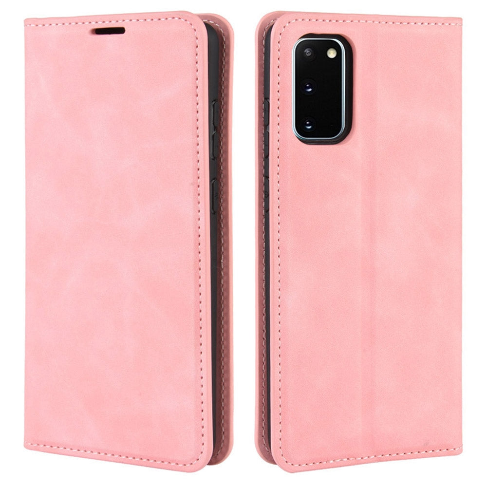 Silky Touch Leather Shell Case for Samsung Galaxy S20 FE 4G/FE 5G/S20 Lite/S20 FE 2022 - Pink