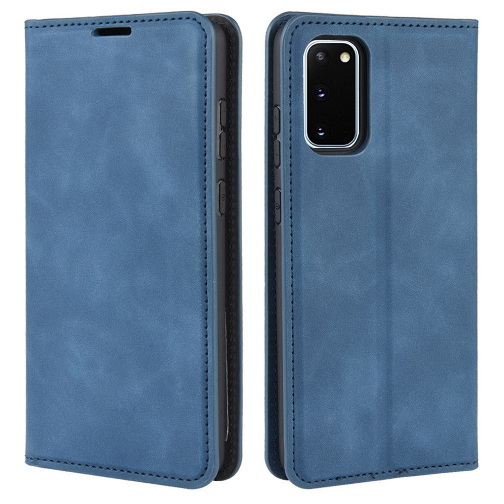 Silky Touch Leather Shell Case for Samsung Galaxy S20 FE 4G/FE 5G/S20 Lite/S20 FE 2022 - Blue