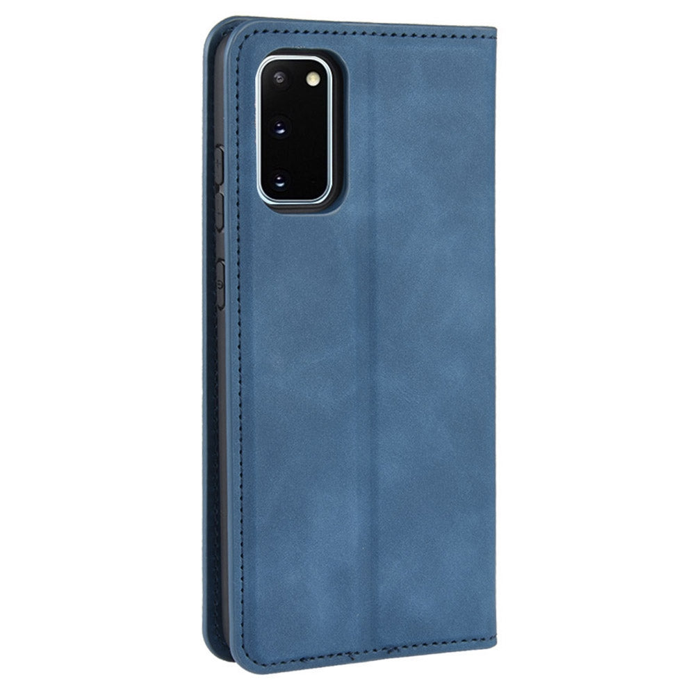 Silky Touch Leather Shell Case for Samsung Galaxy S20 FE 4G/FE 5G/S20 Lite/S20 FE 2022 - Blue