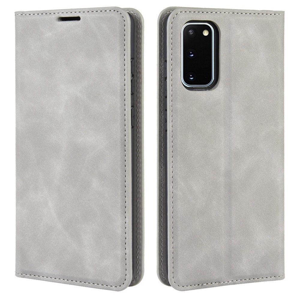 Silky Touch Leather Shell Case for Samsung Galaxy S20 FE 4G/FE 5G/S20 Lite/S20 FE 2022 - Grey