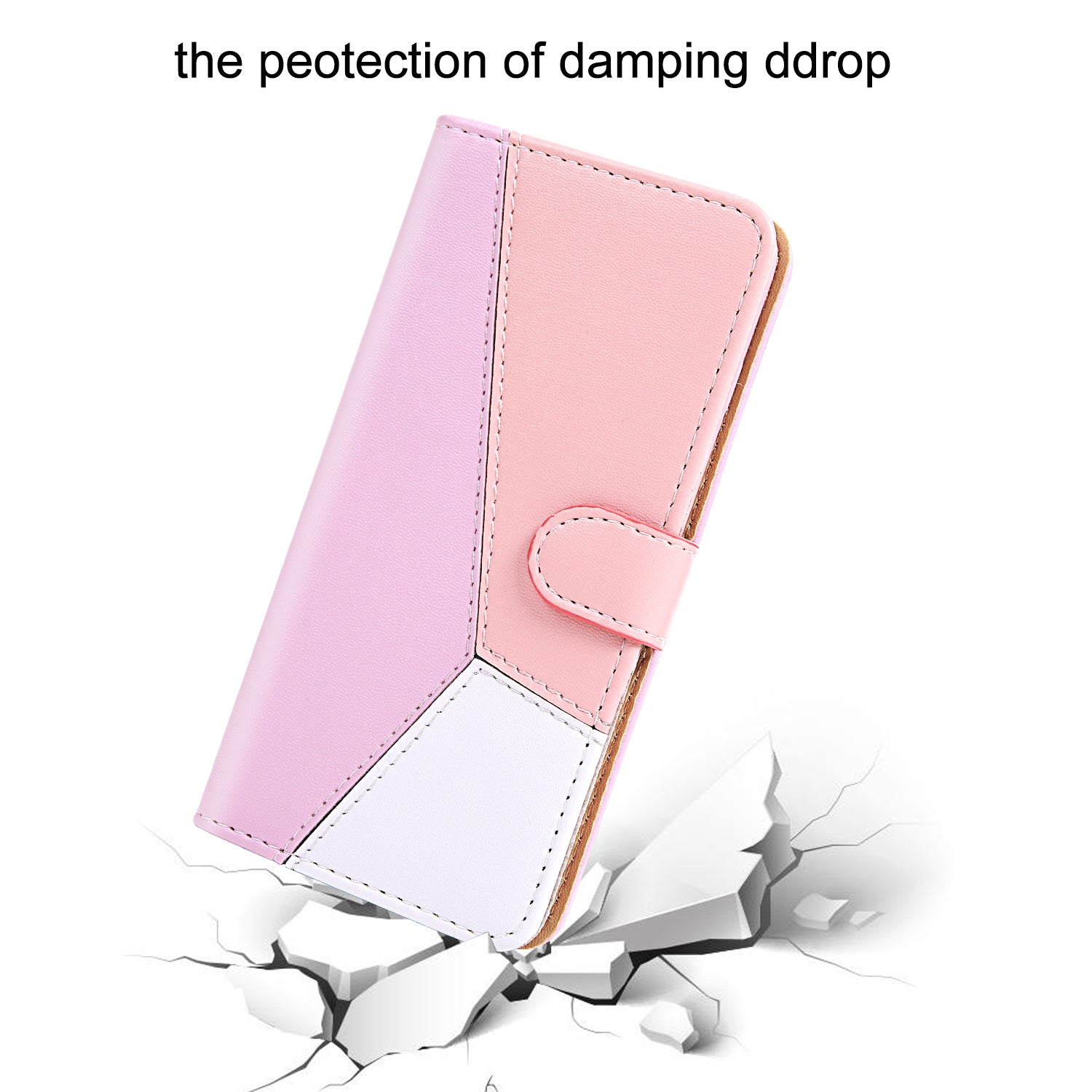 Tricolor PU Leather with Stand Case for Samsung Galaxy S20 FE 4G/FE 5G/S20 Lite/S20 FE 2022 - Purple/Pink/White