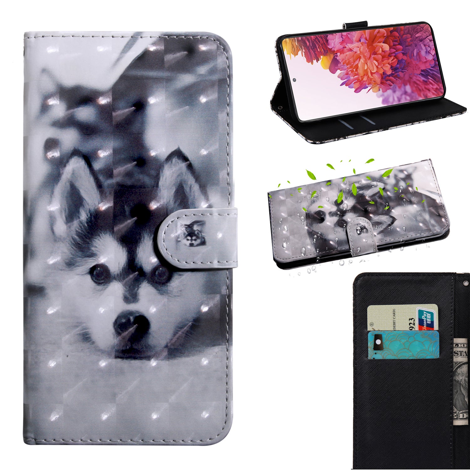 Light Spot Decor Pattern Printing Wallet Stand Leather Cover Case for Samsung Galaxy S20 FE 4G/FE 5G/S20 Lite/S20 FE 2022 - Wolf