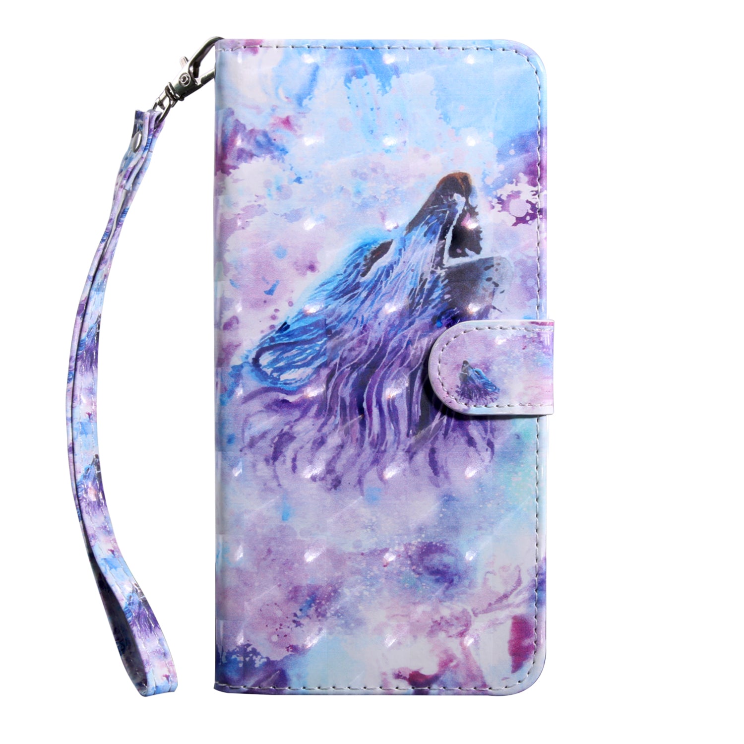 Light Spot Decor Pattern Printing Wallet Stand Leather Cover Case for Samsung Galaxy S20 FE 4G/FE 5G/S20 Lite/S20 FE 2022 - Purple/Wolf