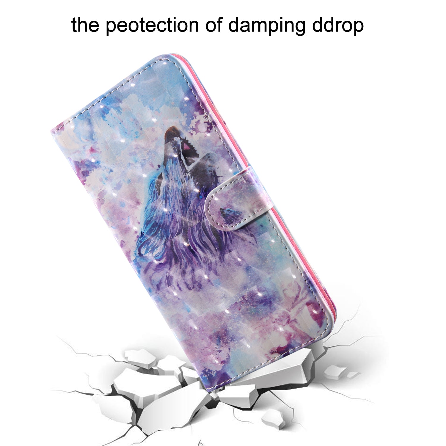 Light Spot Decor Pattern Printing Wallet Stand Leather Cover Case for Samsung Galaxy S20 FE 4G/FE 5G/S20 Lite/S20 FE 2022 - Purple/Wolf