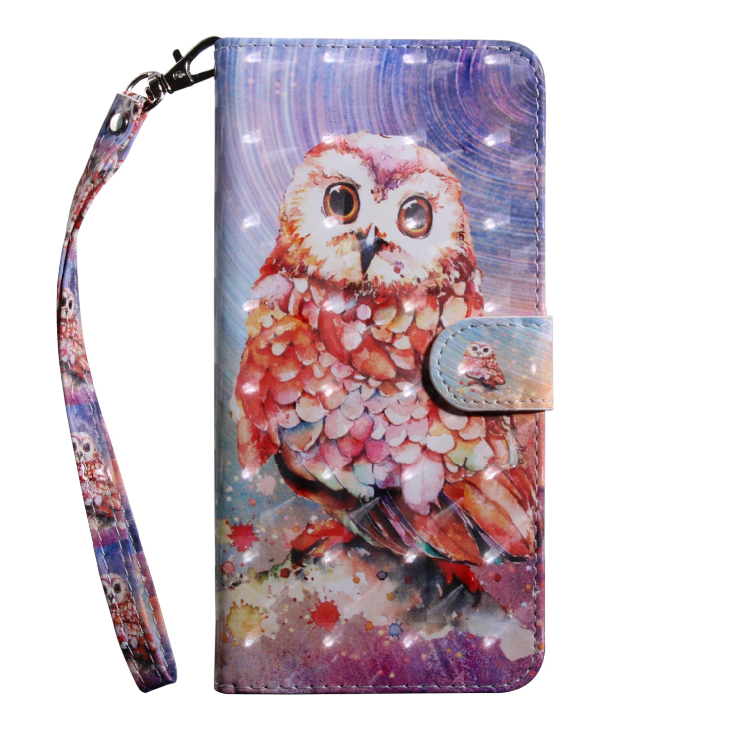 Light Spot Decor Pattern Printing Wallet Stand Leather Cover Case for Samsung Galaxy S20 FE 4G/FE 5G/S20 Lite/S20 FE 2022 - Owl