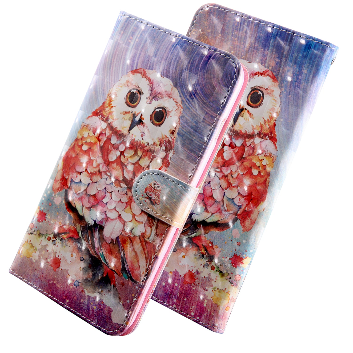 Light Spot Decor Pattern Printing Wallet Stand Leather Cover Case for Samsung Galaxy S20 FE 4G/FE 5G/S20 Lite/S20 FE 2022 - Owl