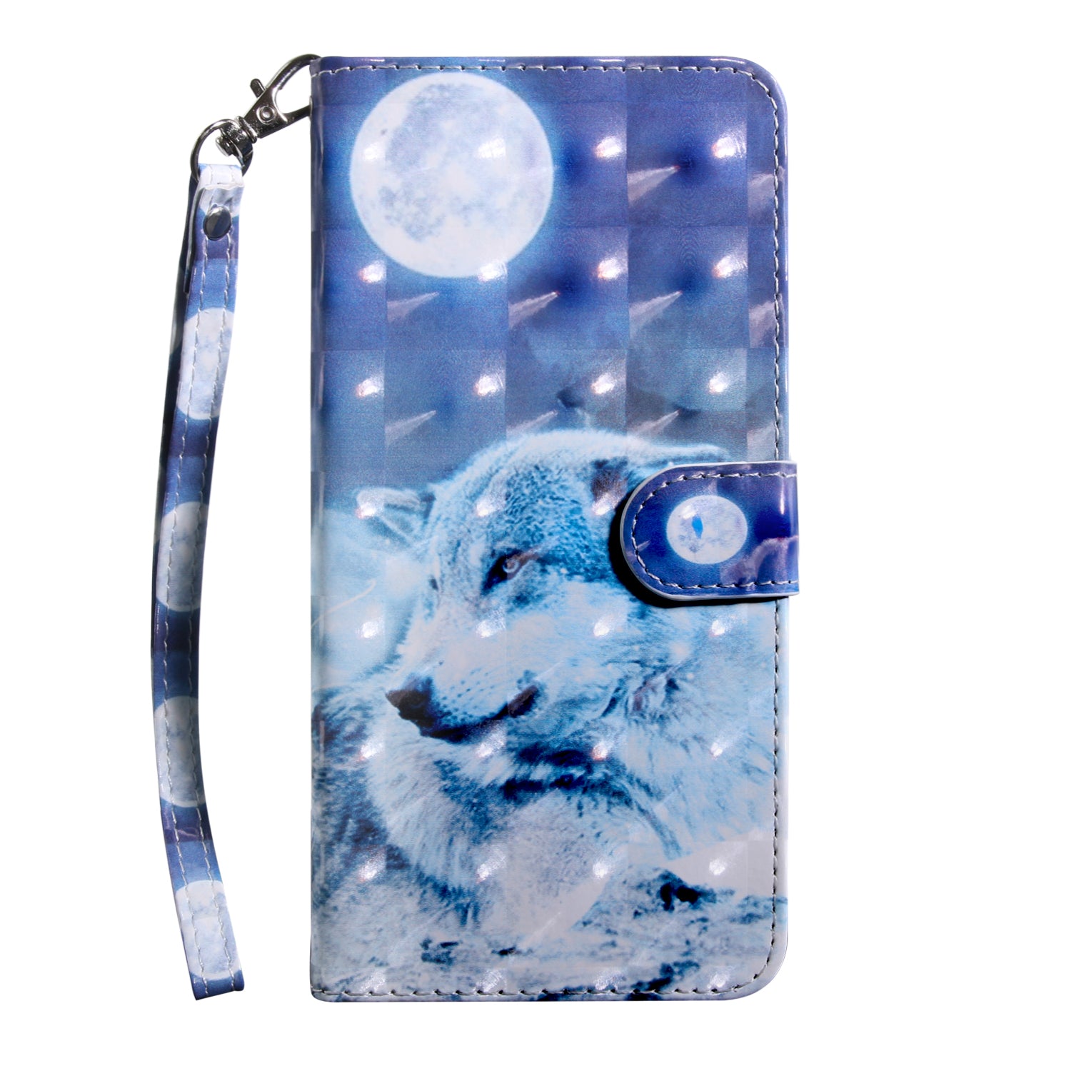 Light Spot Decor Pattern Printing Wallet Stand Leather Cover Case for Samsung Galaxy S20 FE 4G/FE 5G/S20 Lite/S20 FE 2022 - Wolf and Moon