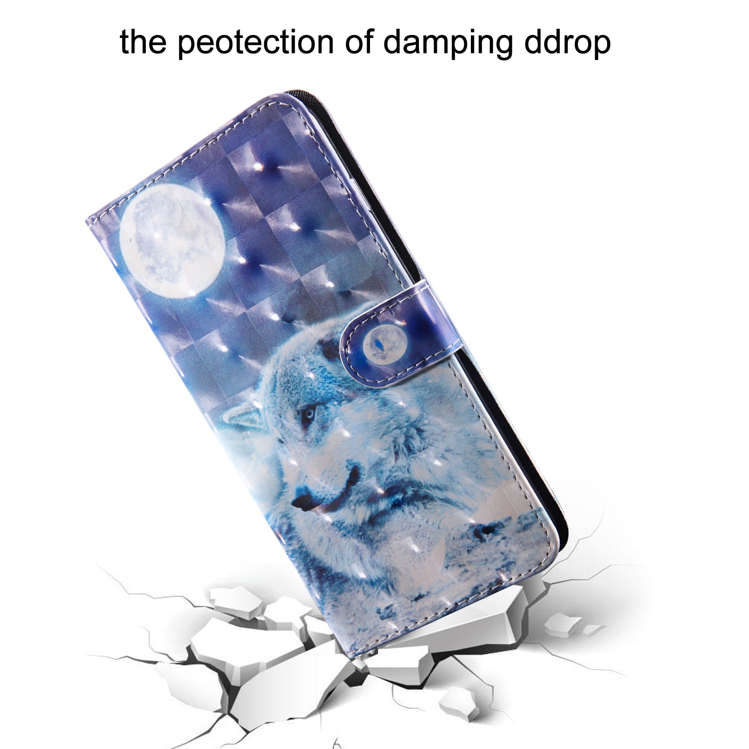 Light Spot Decor Pattern Printing Wallet Stand Leather Cover Case for Samsung Galaxy S20 FE 4G/FE 5G/S20 Lite/S20 FE 2022 - Wolf and Moon