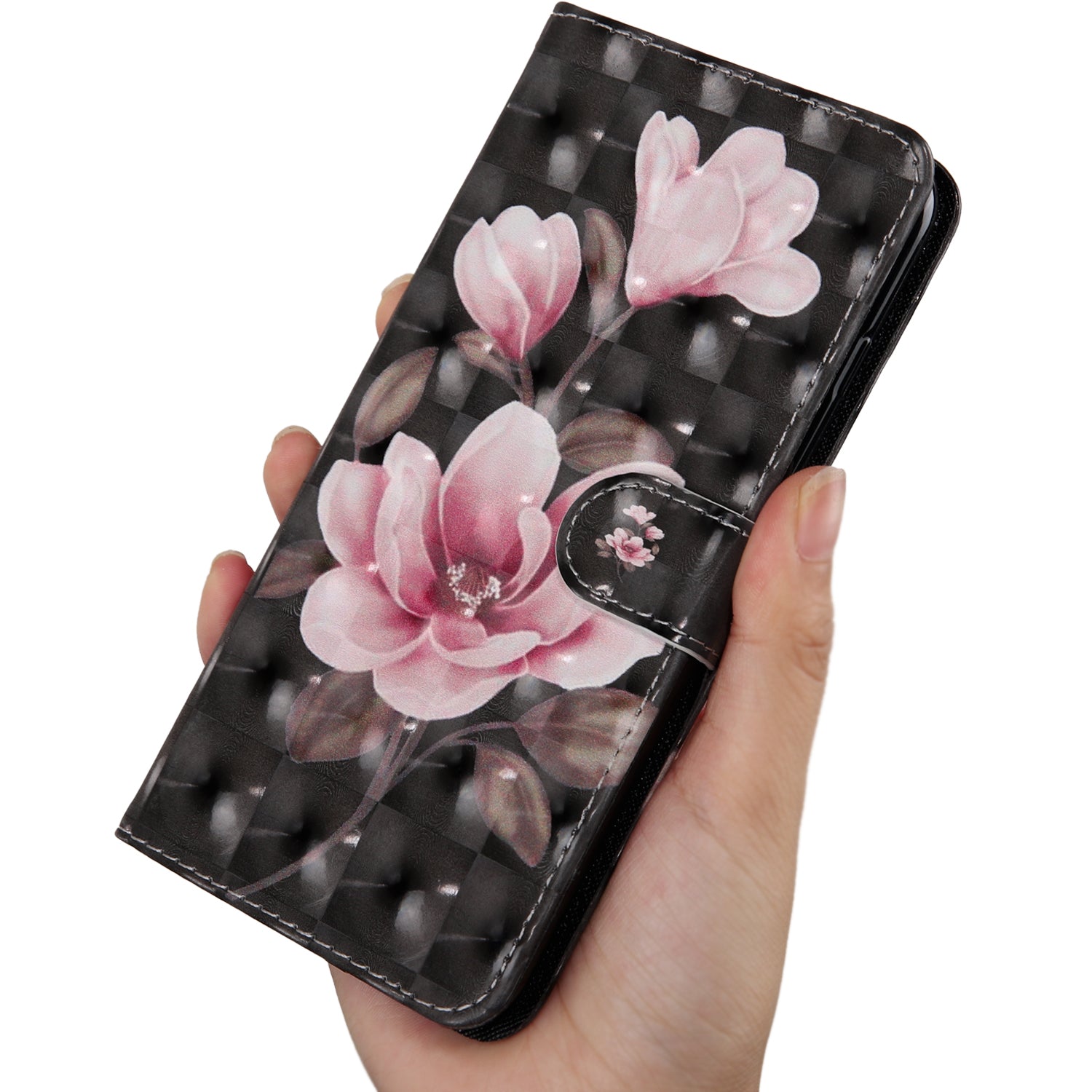 Light Spot Decor Pattern Printing Wallet Stand Leather Cover Case for Samsung Galaxy S20 FE 4G/FE 5G/S20 Lite/S20 FE 2022 - Pink Flower