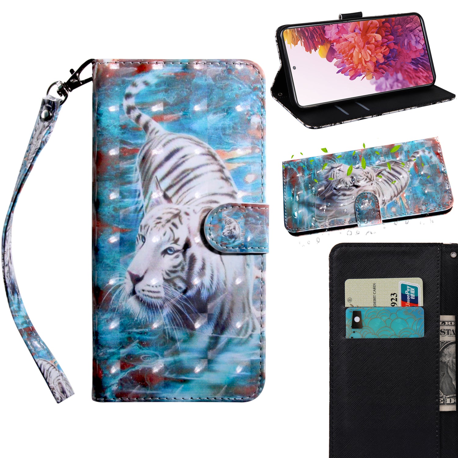 Light Spot Decor Pattern Printing Wallet Stand Leather Cover Case for Samsung Galaxy S20 FE 4G/FE 5G/S20 Lite/S20 FE 2022 - Tiger