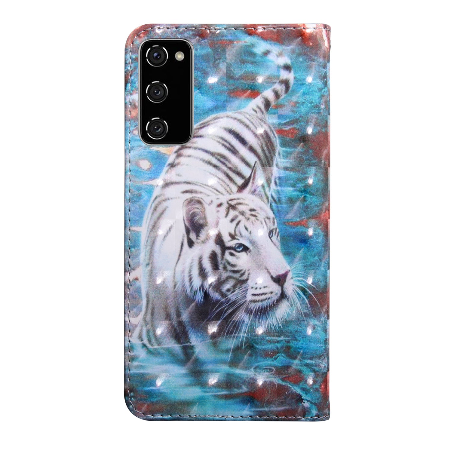 Light Spot Decor Pattern Printing Wallet Stand Leather Cover Case for Samsung Galaxy S20 FE 4G/FE 5G/S20 Lite/S20 FE 2022 - Tiger