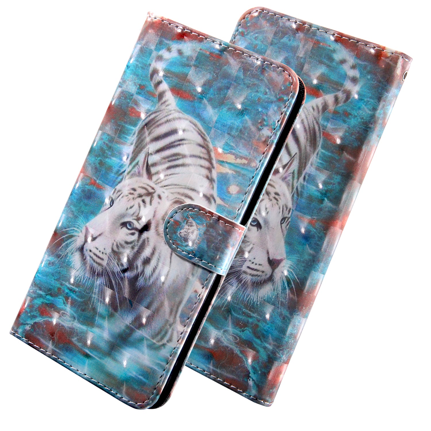 Light Spot Decor Pattern Printing Wallet Stand Leather Cover Case for Samsung Galaxy S20 FE 4G/FE 5G/S20 Lite/S20 FE 2022 - Tiger