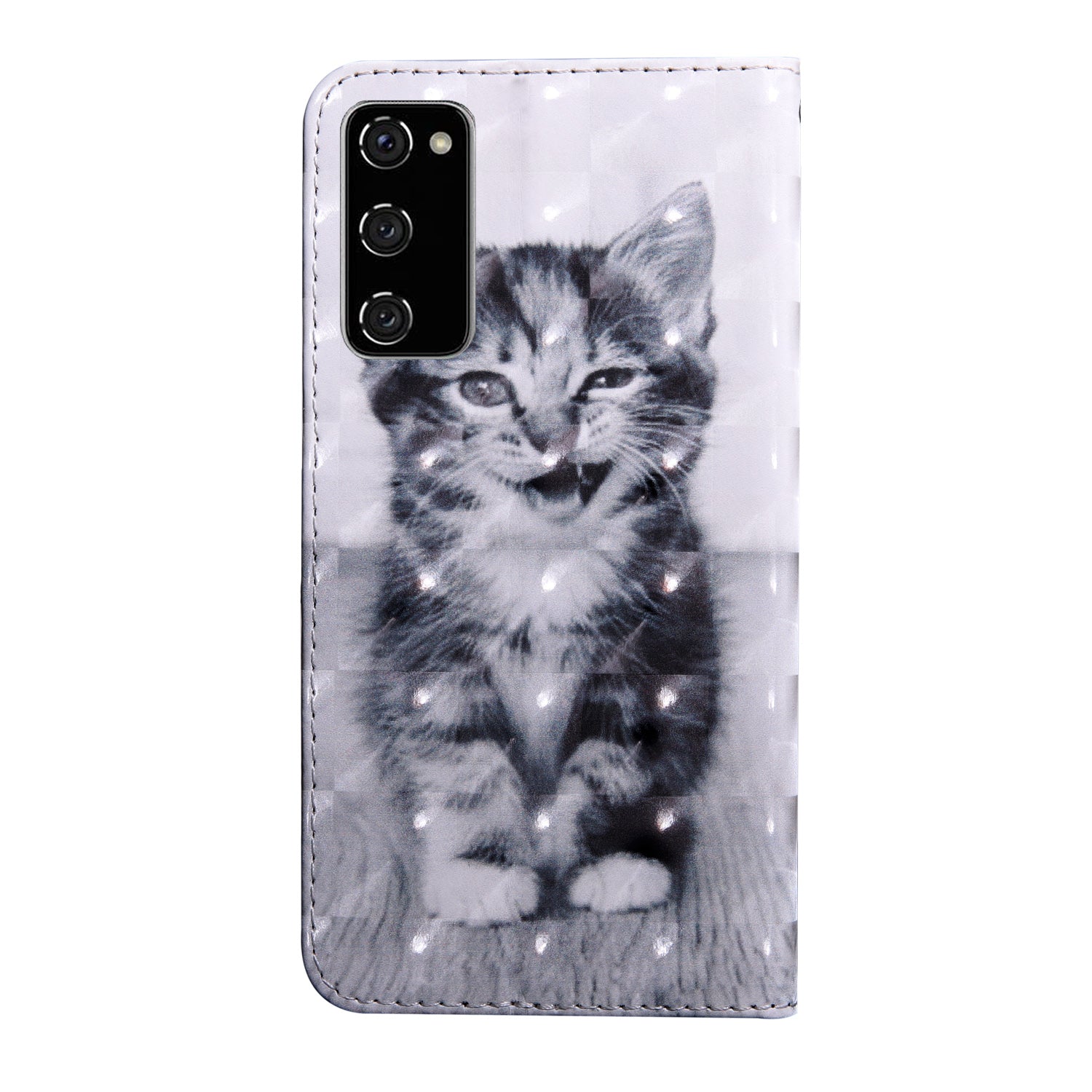 Light Spot Decor Pattern Printing Wallet Stand Leather Cover Case for Samsung Galaxy S20 FE 4G/FE 5G/S20 Lite/S20 FE 2022 - Cat