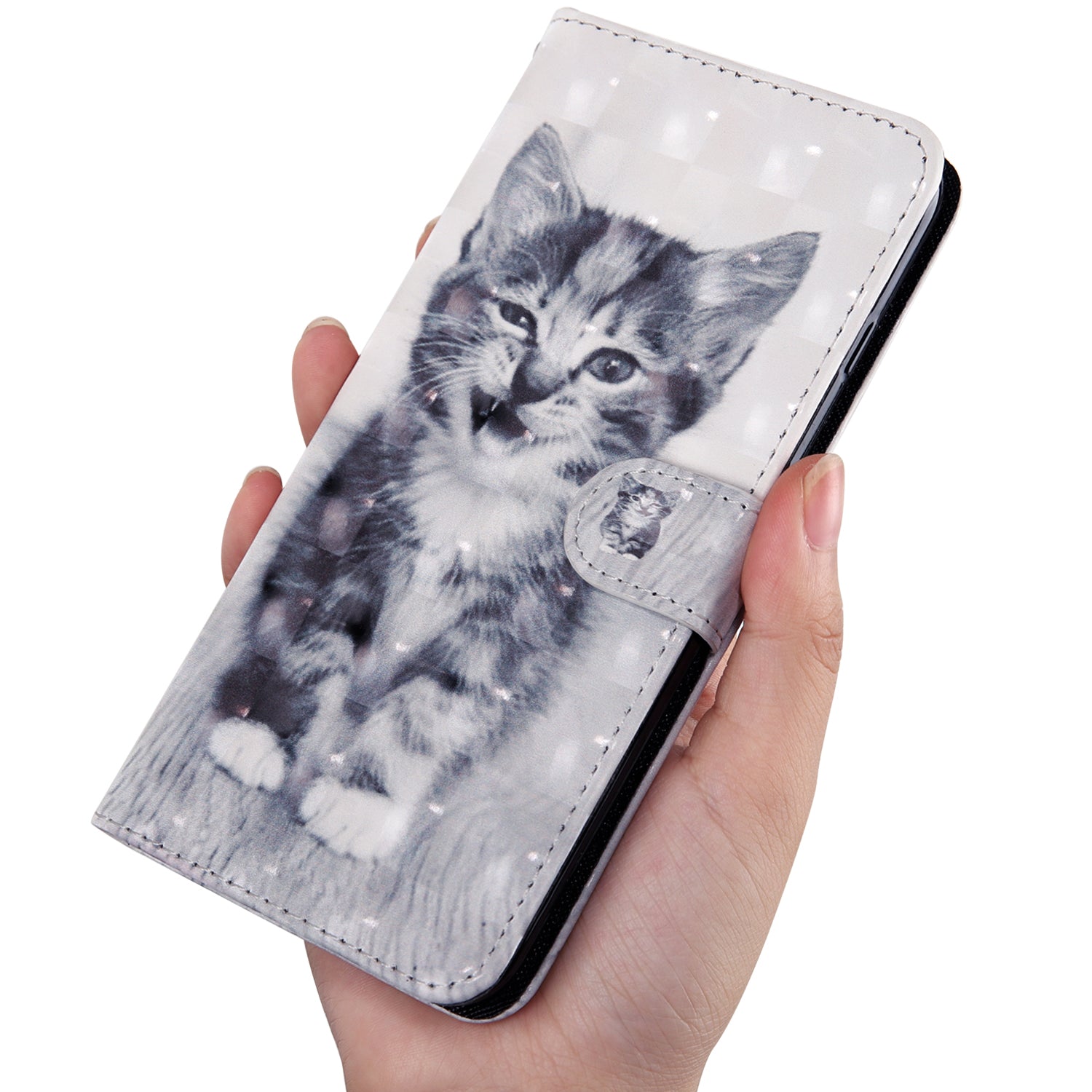 Light Spot Decor Pattern Printing Wallet Stand Leather Cover Case for Samsung Galaxy S20 FE 4G/FE 5G/S20 Lite/S20 FE 2022 - Cat