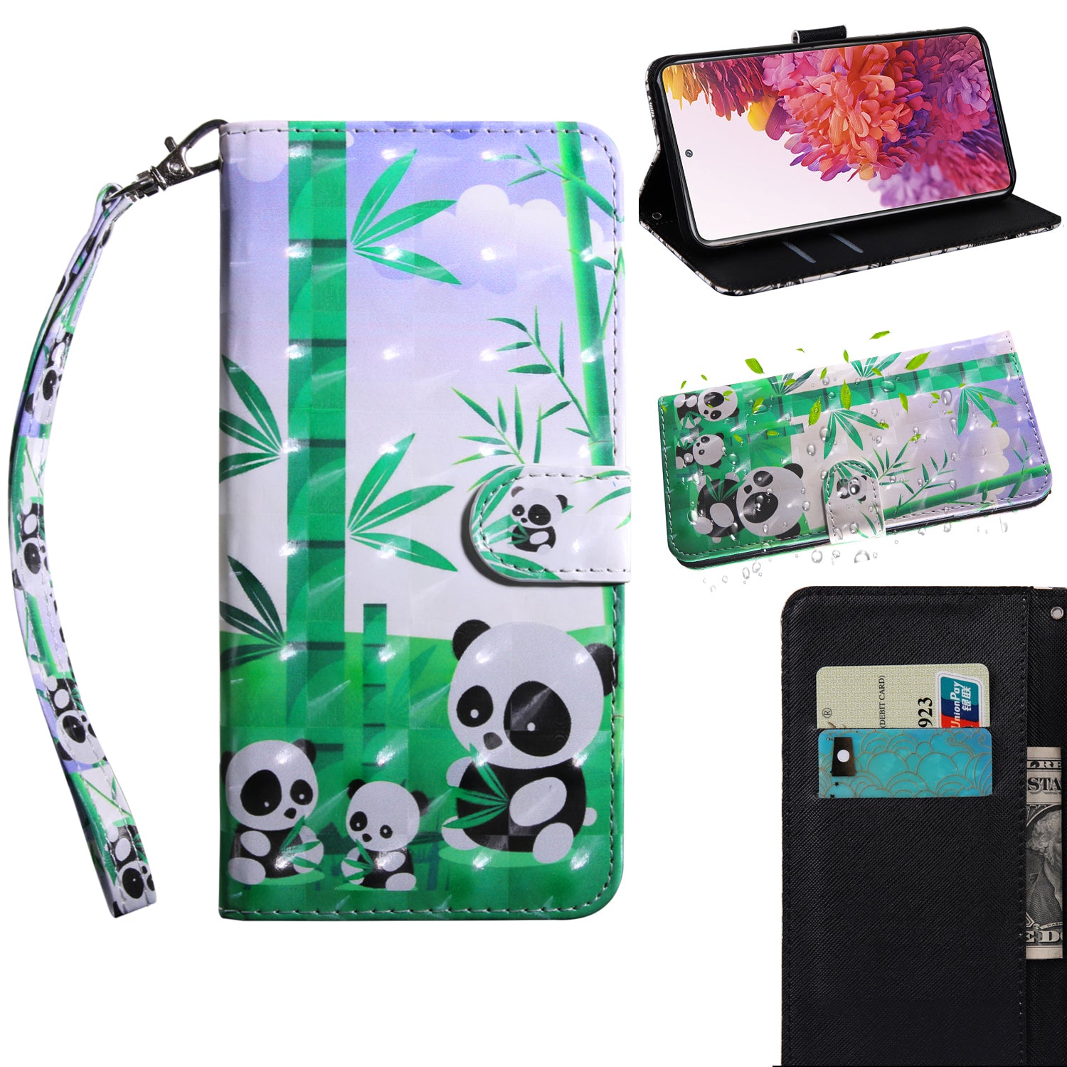 Light Spot Decor Pattern Printing Wallet Stand Leather Cover Case for Samsung Galaxy S20 FE 4G/FE 5G/S20 Lite/S20 FE 2022 - Panda