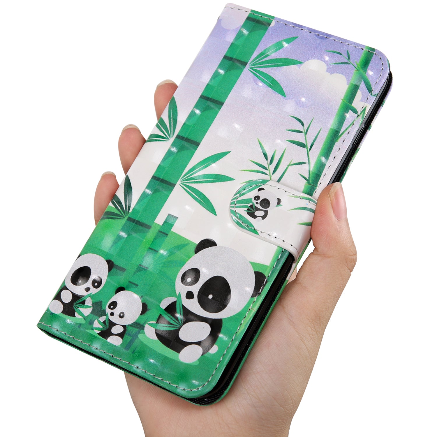 Light Spot Decor Pattern Printing Wallet Stand Leather Cover Case for Samsung Galaxy S20 FE 4G/FE 5G/S20 Lite/S20 FE 2022 - Panda