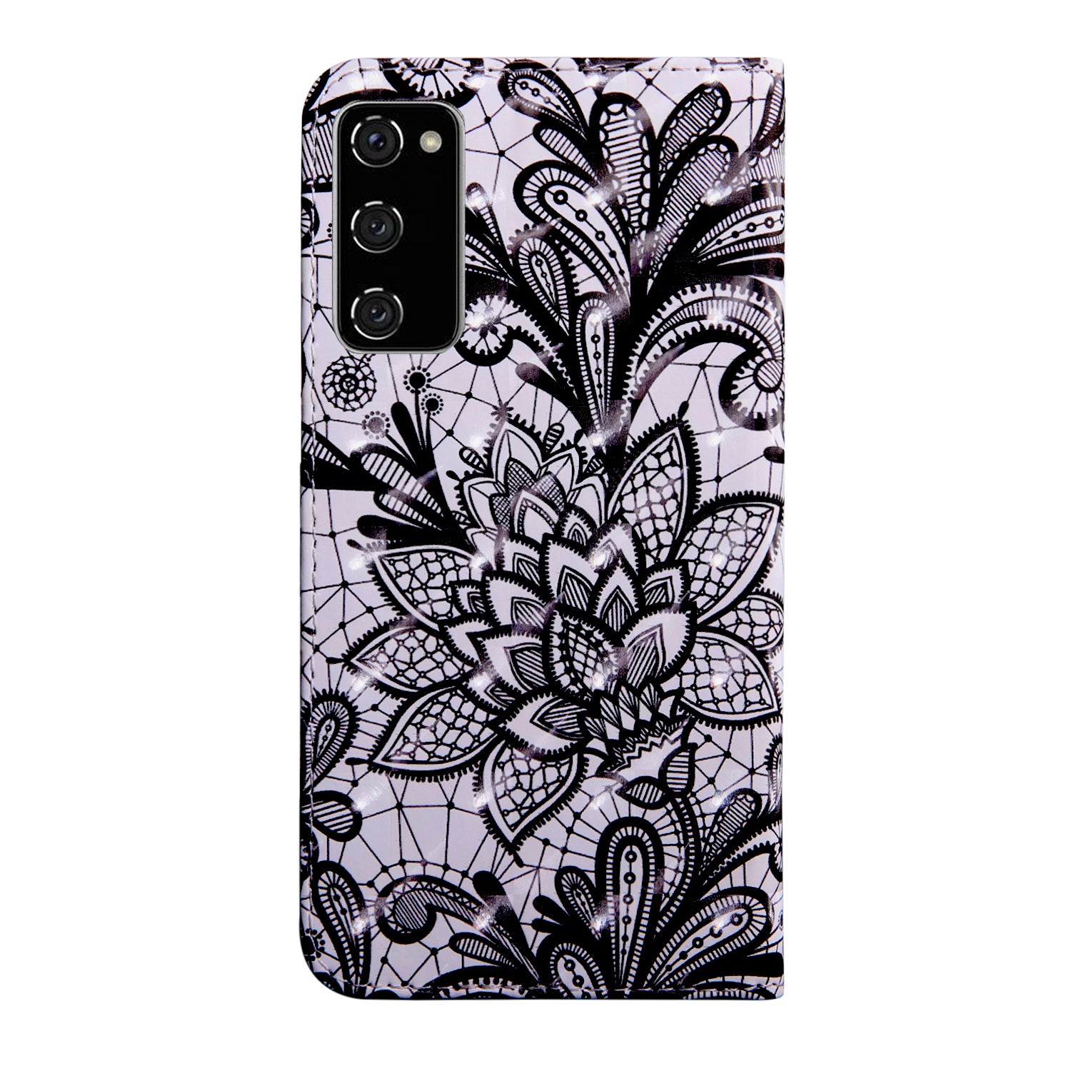 Light Spot Decor Pattern Printing Wallet Stand Leather Cover Case for Samsung Galaxy S20 FE 4G/FE 5G/S20 Lite/S20 FE 2022 - Lace Flower