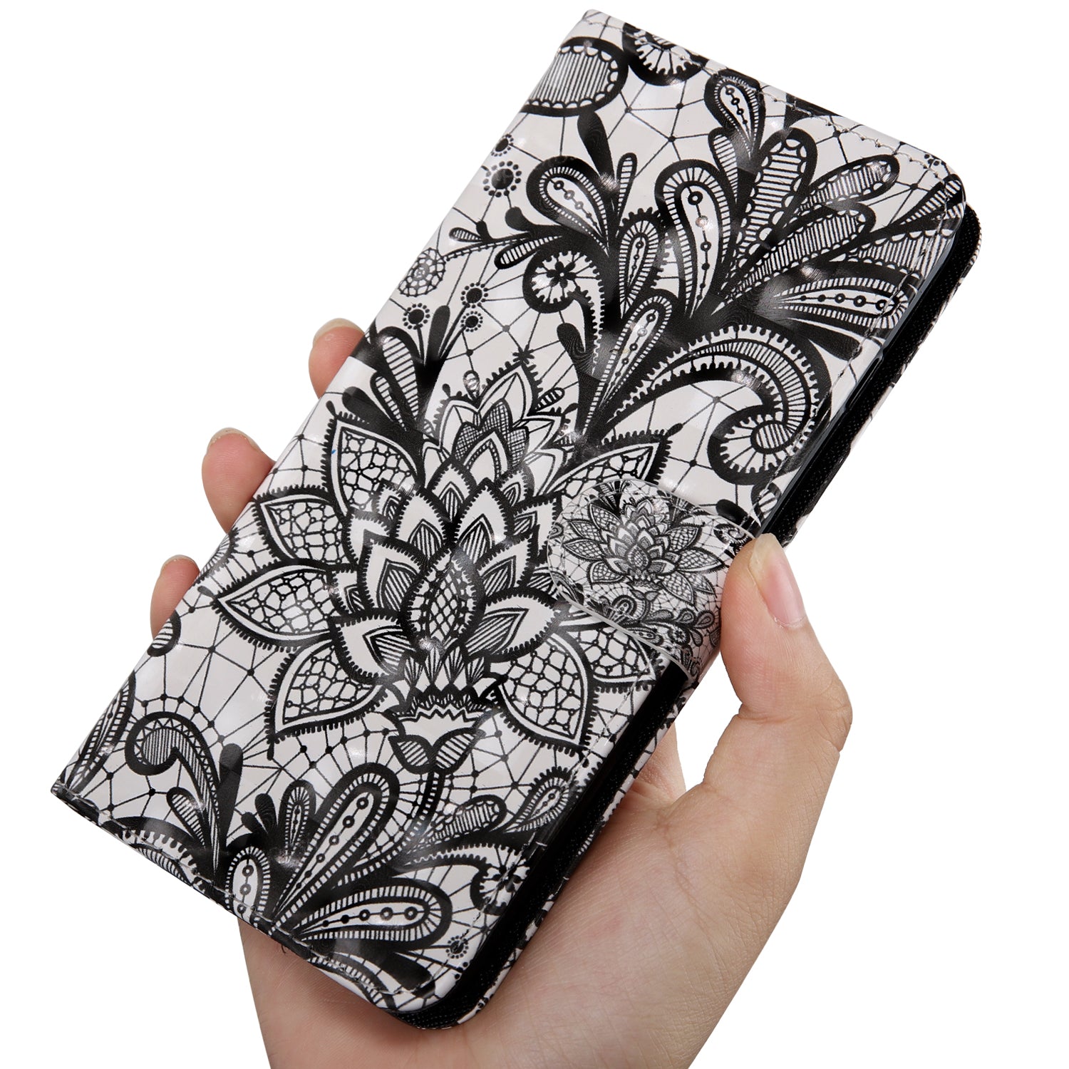 Light Spot Decor Pattern Printing Wallet Stand Leather Cover Case for Samsung Galaxy S20 FE 4G/FE 5G/S20 Lite/S20 FE 2022 - Lace Flower