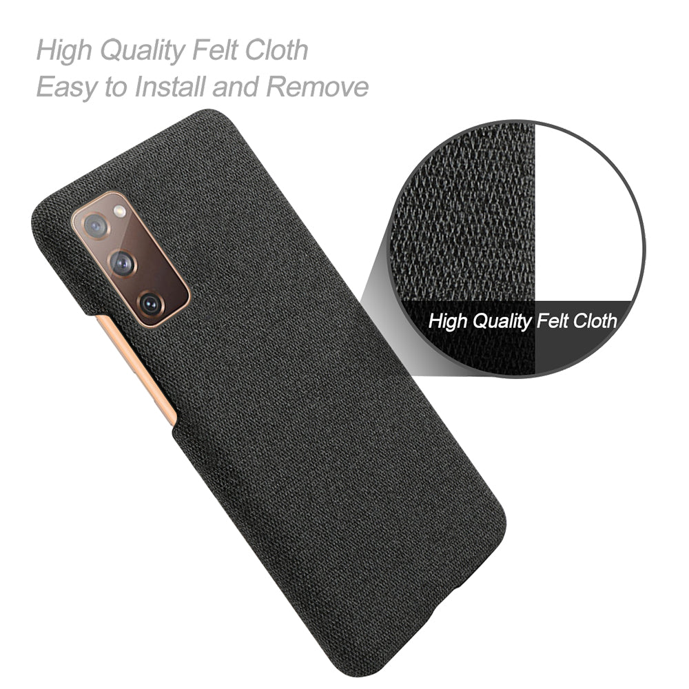 Cloth Texture Plastic Back Case for Samsung Galaxy S20 FE 4G/FE 5G/S20 Lite/S20 FE 2022 - Black