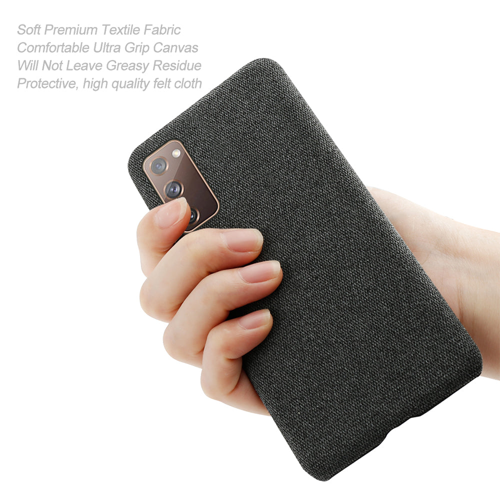 Cloth Texture Plastic Back Case for Samsung Galaxy S20 FE 4G/FE 5G/S20 Lite/S20 FE 2022 - Black