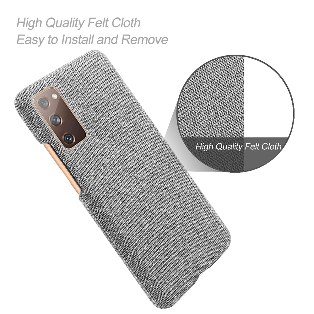 Cloth Texture Plastic Back Case for Samsung Galaxy S20 FE 4G/FE 5G/S20 Lite/S20 FE 2022 - Light Grey