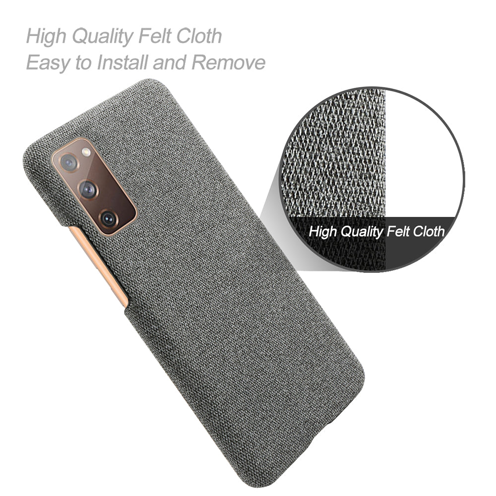 Cloth Texture Plastic Back Case for Samsung Galaxy S20 FE 4G/FE 5G/S20 Lite/S20 FE 2022 - Dark Grey