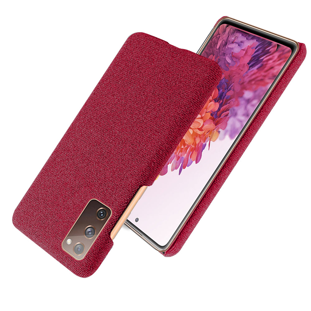 Cloth Texture Plastic Back Case for Samsung Galaxy S20 FE 4G/FE 5G/S20 Lite/S20 FE 2022 - Red