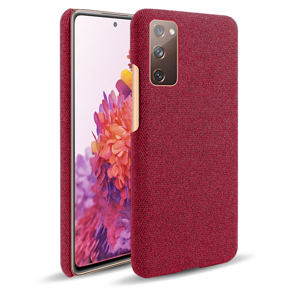 Cloth Texture Plastic Back Case for Samsung Galaxy S20 FE 4G/FE 5G/S20 Lite/S20 FE 2022 - Red