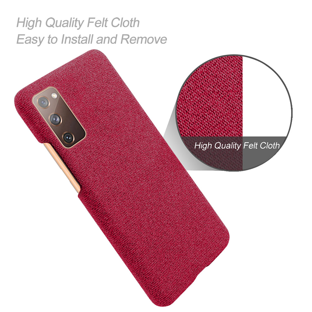 Cloth Texture Plastic Back Case for Samsung Galaxy S20 FE 4G/FE 5G/S20 Lite/S20 FE 2022 - Red