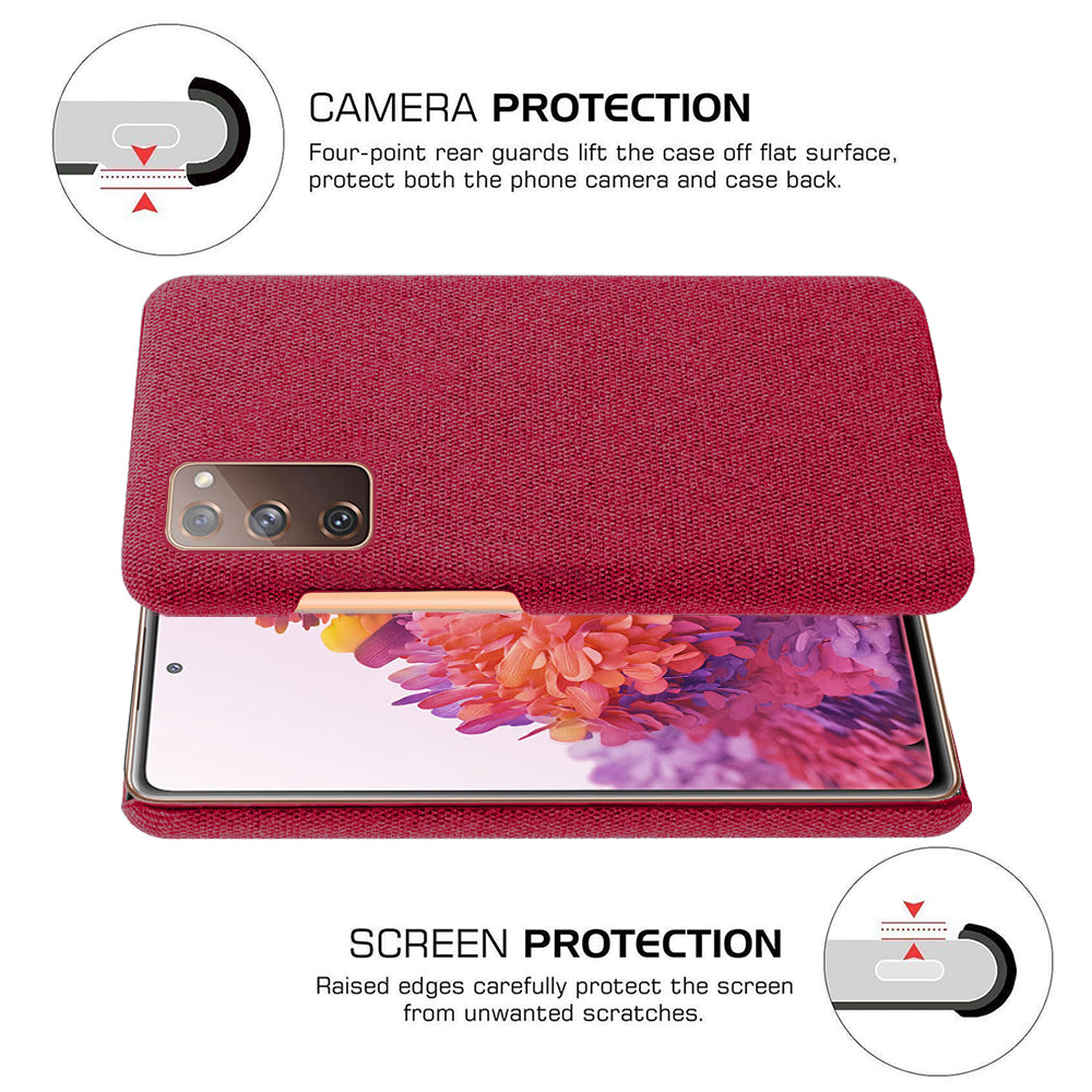 Cloth Texture Plastic Back Case for Samsung Galaxy S20 FE 4G/FE 5G/S20 Lite/S20 FE 2022 - Red