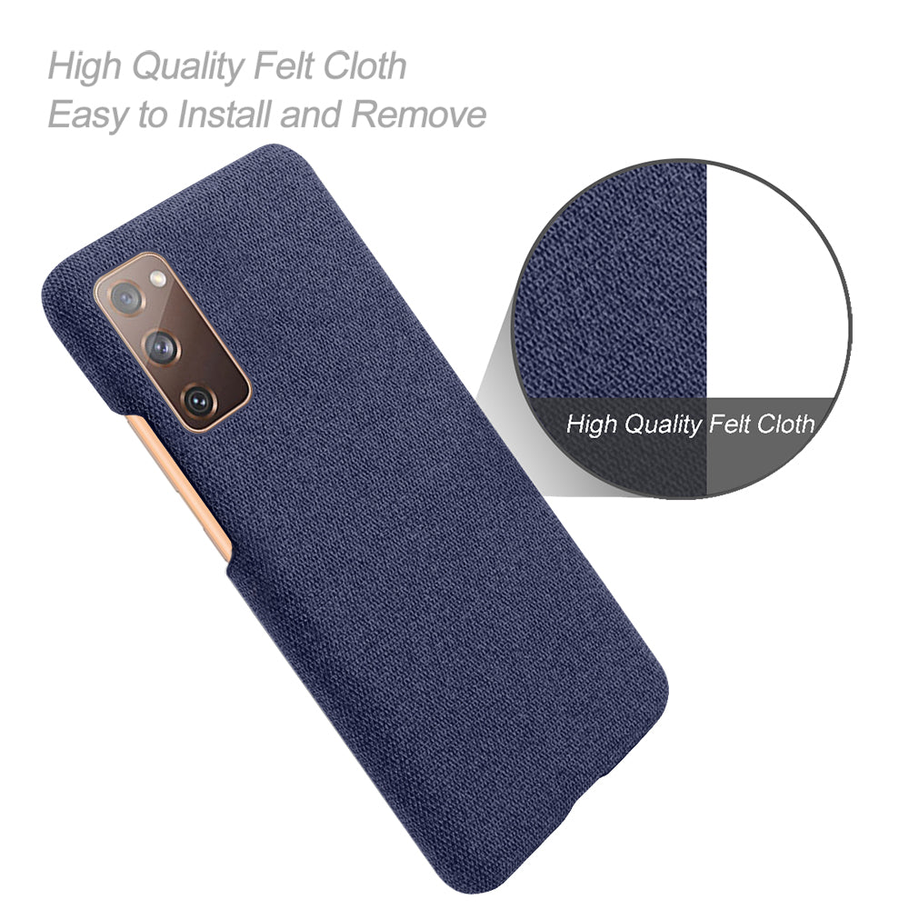 Cloth Texture Plastic Back Case for Samsung Galaxy S20 FE 4G/FE 5G/S20 Lite/S20 FE 2022 - Blue